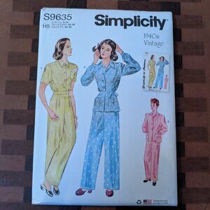 Simplicity 9635 - Uncut - 1940s Vintage - Sizes 6-14 - Lounge Top and Pants